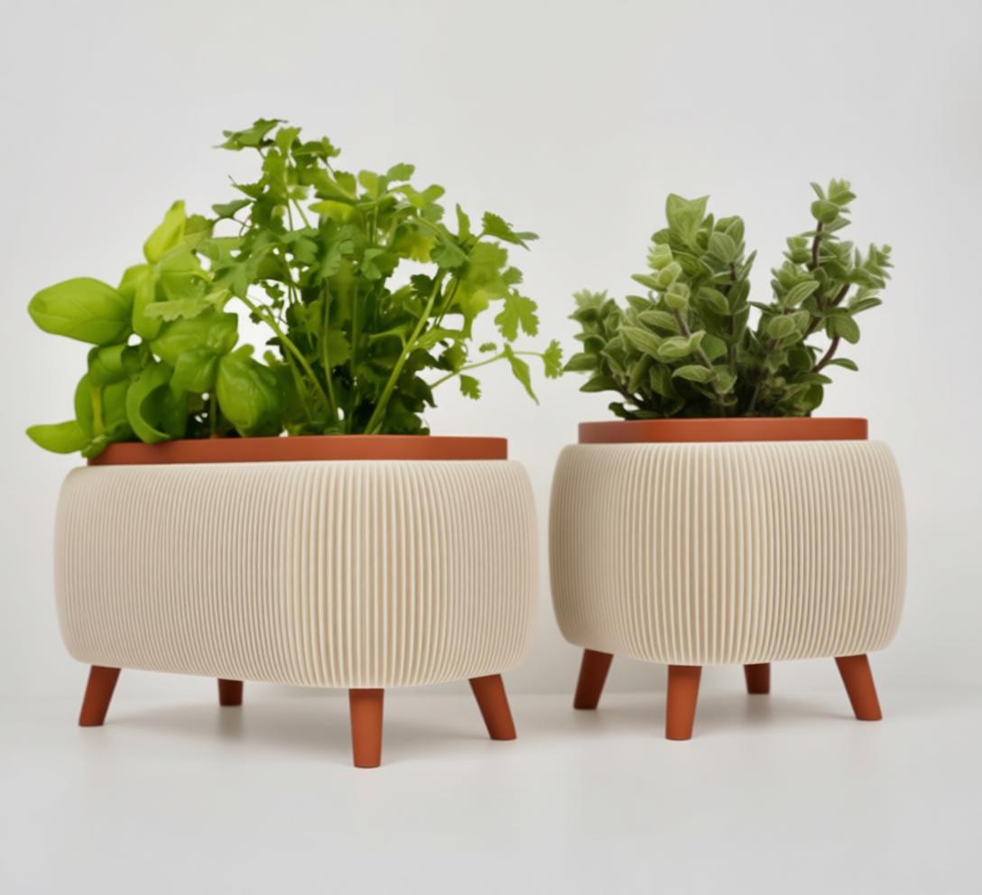 LIVERA Herb Planter Set – Modern Indoor Kitchen Planters with Legs